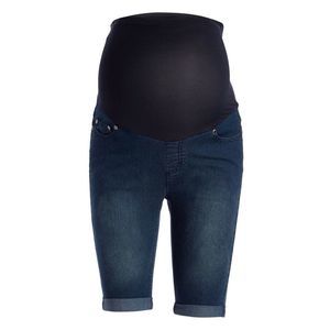 Times 2 | Medium Wash Cuffed Over-Belly Maternity Jean Bermuda Shorts - Size L